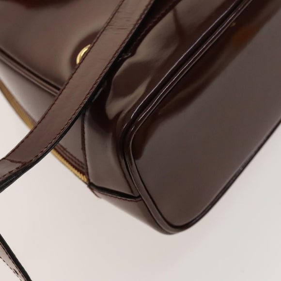 GUCCI Bamboo Body Bag Patent Leather Brown Gold 003 3444 0127 Auth 130177