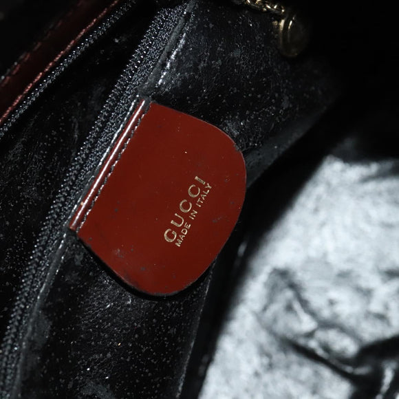 GUCCI Bamboo Body Bag Patent Leather Brown Gold 003 3444 0127 Auth 130177