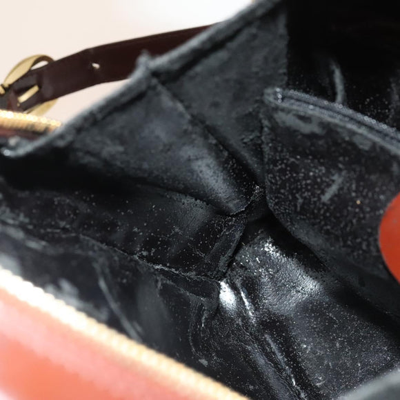 GUCCI Bamboo Body Bag Patent Leather Brown Gold 003 3444 0127 Auth 130177