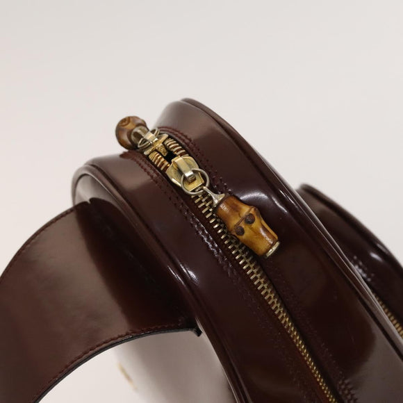 GUCCI Bamboo Body Bag Patent Leather Brown Gold 003 3444 0127 Auth 130177