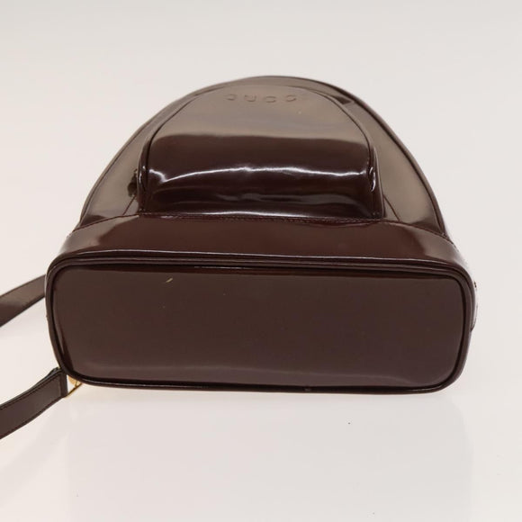 GUCCI Bamboo Body Bag Patent Leather Brown Gold 003 3444 0127 Auth 130177