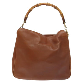 GUCCI Bamboo Shoulder Bag Leather Brown Gold 001 1448 1638 Auth 130180 - 0