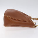 GUCCI Bamboo Shoulder Bag Leather Brown Gold 001 1448 1638 Auth 130180-3