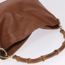 GUCCI Bamboo Shoulder Bag Leather Brown Gold 001 1448 1638 Auth 130180-6