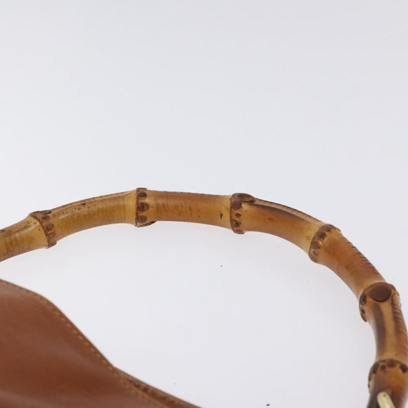 GUCCI Bamboo Shoulder Bag Leather Brown Gold 001 1448 1638 Auth 130180