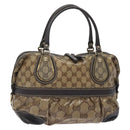 GUCCI GG Crystal Hand Bag Coated Canvas Brown Gold 223962 Auth 130181-1