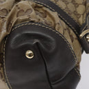 GUCCI GG Crystal Hand Bag Coated Canvas Brown Gold 223962 Auth 130181-9
