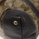 GUCCI GG Crystal Hand Bag Coated Canvas Brown Gold 223962 Auth 130181-15
