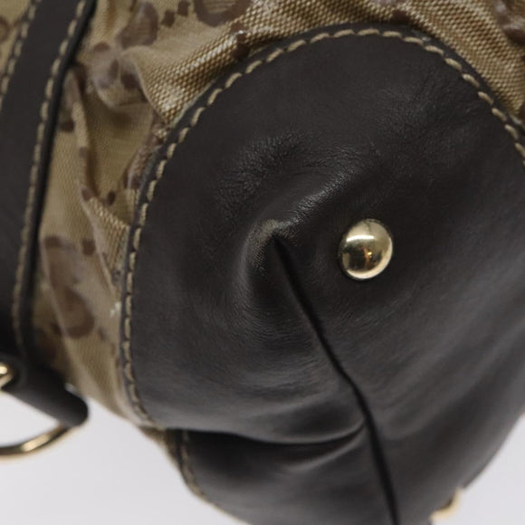 GUCCI GG Crystal Hand Bag Coated Canvas Brown Gold 223962 Auth 130181