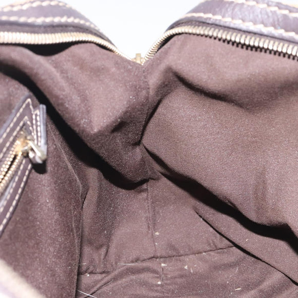 GUCCI GG Crystal Hand Bag Coated Canvas Brown Gold 223962 Auth 130181