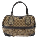 GUCCI GG Crystal Hand Bag Coated Canvas Brown Gold 223962 Auth 130181-13