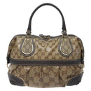 GUCCI GG Crystal Hand Bag Coated Canvas Brown Gold 223962 Auth 130181-2