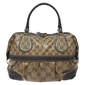 GUCCI GG Crystal Hand Bag Coated Canvas Brown Gold 223962 Auth 130181 - 0