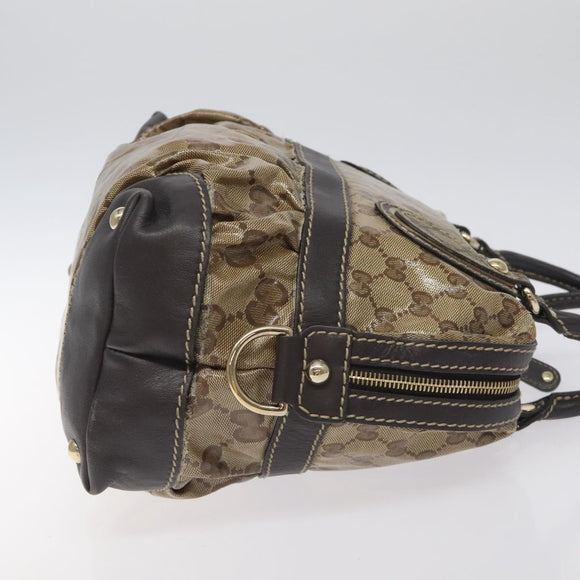 GUCCI GG Crystal Hand Bag Coated Canvas Brown Gold 223962 Auth 130181