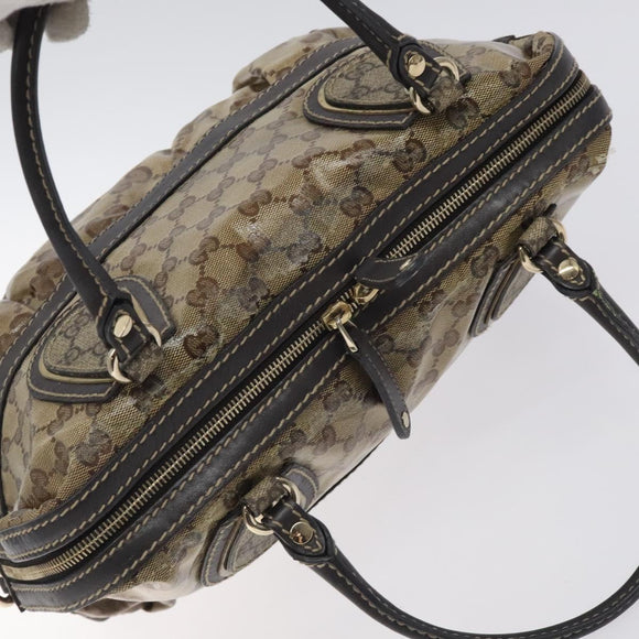 GUCCI GG Crystal Hand Bag Coated Canvas Brown Gold 223962 Auth 130181