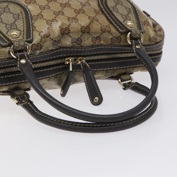 GUCCI GG Crystal Hand Bag Coated Canvas Brown Gold 223962 Auth 130181