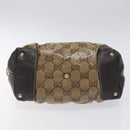 GUCCI GG Crystal Hand Bag Coated Canvas Brown Gold 223962 Auth 130181-5