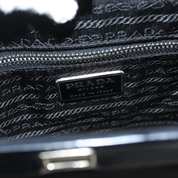 PRADA Shoulder Bag Nylon Black Silver Auth 130183