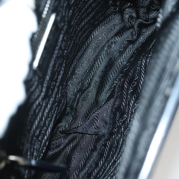 PRADA Shoulder Bag Nylon Black Silver Auth 130183