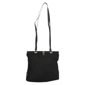 PRADA Shoulder Bag Nylon Black Silver Auth 130183