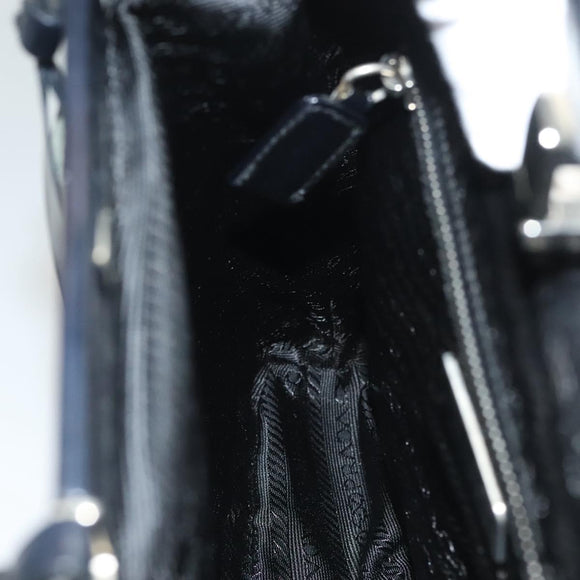 PRADA Shoulder Bag Nylon Black Silver Auth 130183