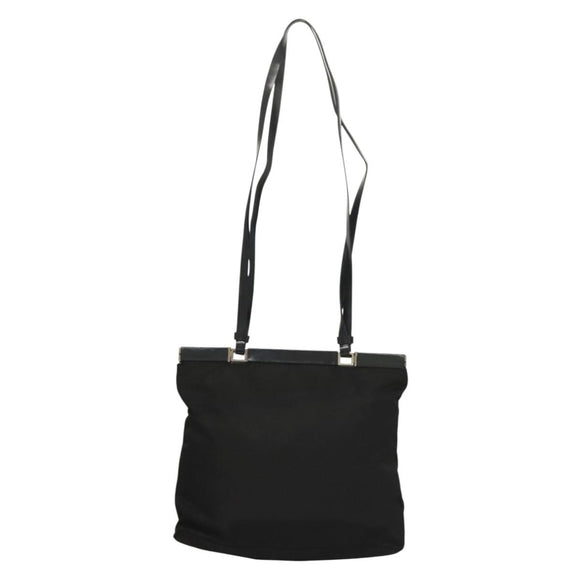 PRADA Shoulder Bag Nylon Black Silver Auth 130183
