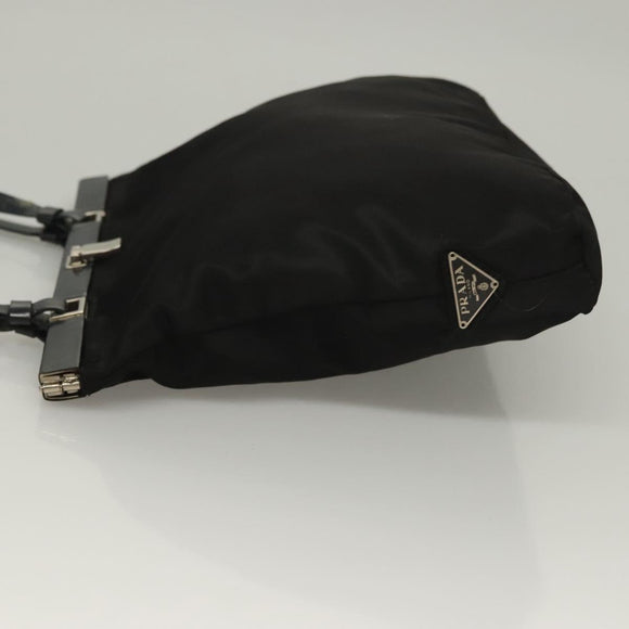 PRADA Shoulder Bag Nylon Black Silver Auth 130183