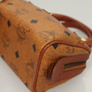 MCM Vicetos Logogram Mini Boston Bag PVC Leather 2way Brown Gold Auth 130190-11