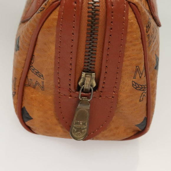 MCM Vicetos Logogram Mini Boston Bag PVC Leather 2way Brown Gold Auth 130190