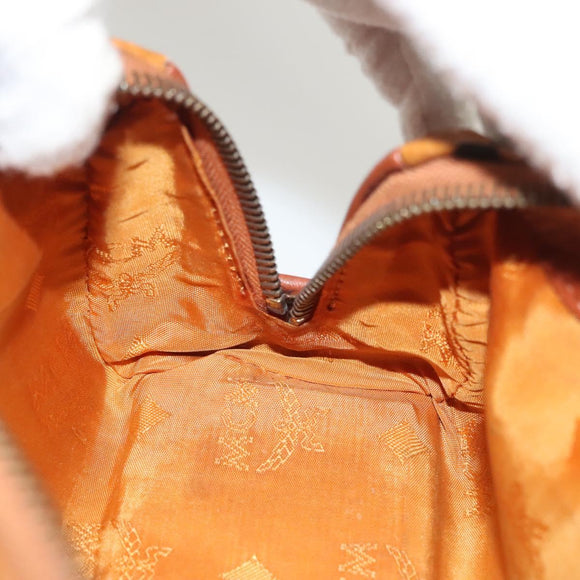 MCM Vicetos Logogram Mini Boston Bag PVC Leather 2way Brown Gold Auth 130190