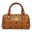 MCM Vicetos Logogram Mini Boston Bag PVC Leather 2way Brown Gold Auth 130190-2