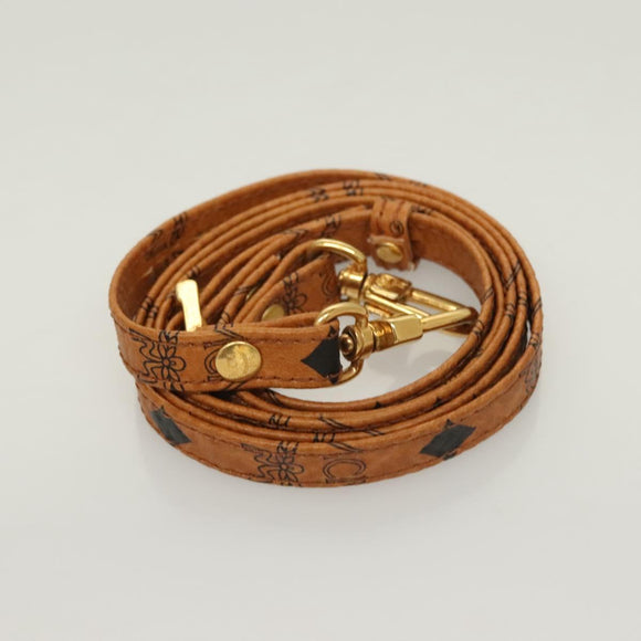 MCM Vicetos Logogram Mini Boston Bag PVC Leather 2way Brown Gold Auth 130190