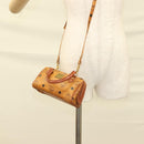 MCM Vicetos Logogram Mini Boston Bag PVC Leather 2way Brown Gold Auth 130190-21