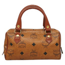 MCM Vicetos Logogram Mini Boston Bag PVC Leather 2way Brown Gold Auth 130190-3