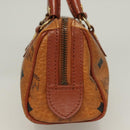 MCM Vicetos Logogram Mini Boston Bag PVC Leather 2way Brown Gold Auth 130190-4