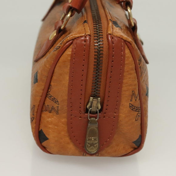 MCM Vicetos Logogram Mini Boston Bag PVC Leather 2way Brown Gold Auth 130190