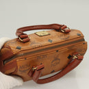 MCM Vicetos Logogram Mini Boston Bag PVC Leather 2way Brown Gold Auth 130190-6