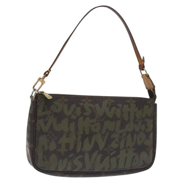 LOUIS VUITTON Graffiti Pochette Accessoires Pouch Khaki M92191 LV Auth 130191