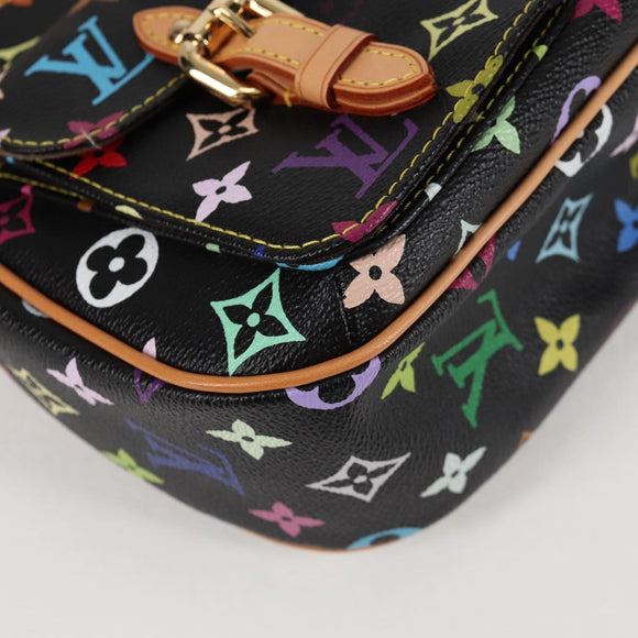 LOUIS VUITTON Monogram Multicolor Lodge PM Hand Bag Black M40054 LV Auth 130195V