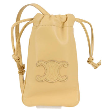 CELINE Cuir Triomphe Drawstring Mobile Pouch Leather Yellow Auth 130196M - 0