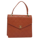 CHANEL Matelasse Hand Bag Caviar Skin Brown Gold CC Auth 130197-1