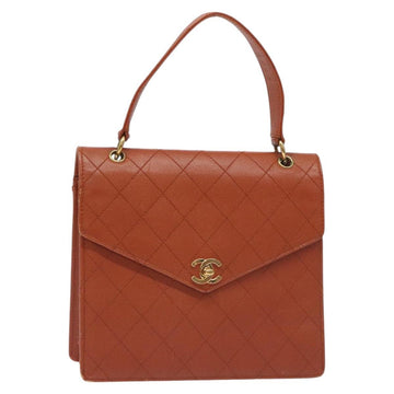 CHANEL Matelasse Hand Bag Caviar Skin Brown Gold CC Auth 130197