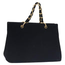 CHANEL Matelasse COCO Mark Chain Hand Bag Velor Black Silver CC Auth 130198-1