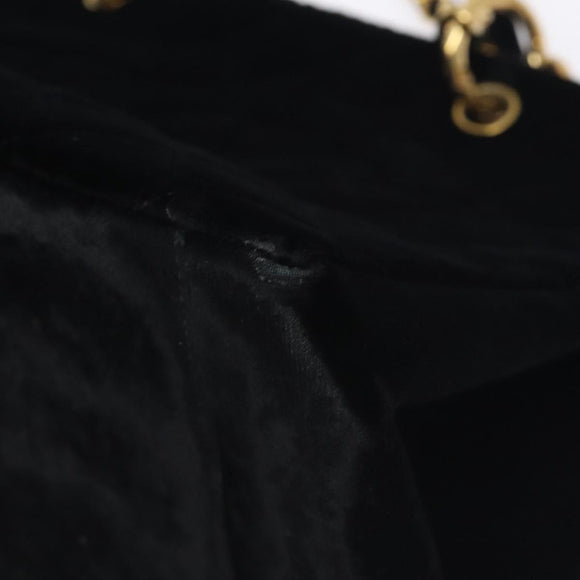 CHANEL Matelasse COCO Mark Chain Hand Bag Velor Black Silver CC Auth 130198