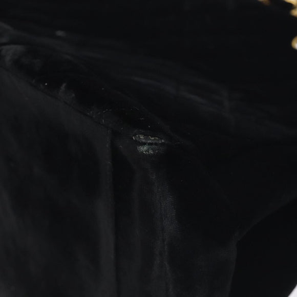 CHANEL Matelasse COCO Mark Chain Hand Bag Velor Black Silver CC Auth 130198