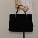 CHANEL Matelasse COCO Mark Chain Hand Bag Velor Black Silver CC Auth 130198-22