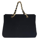 CHANEL Matelasse COCO Mark Chain Hand Bag Velor Black Silver CC Auth 130198-2