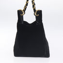 CHANEL Matelasse COCO Mark Chain Hand Bag Velor Black Silver CC Auth 130198-3