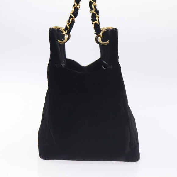 CHANEL Matelasse COCO Mark Chain Hand Bag Velor Black Silver CC Auth 130198