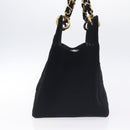 CHANEL Matelasse COCO Mark Chain Hand Bag Velor Black Silver CC Auth 130198-4